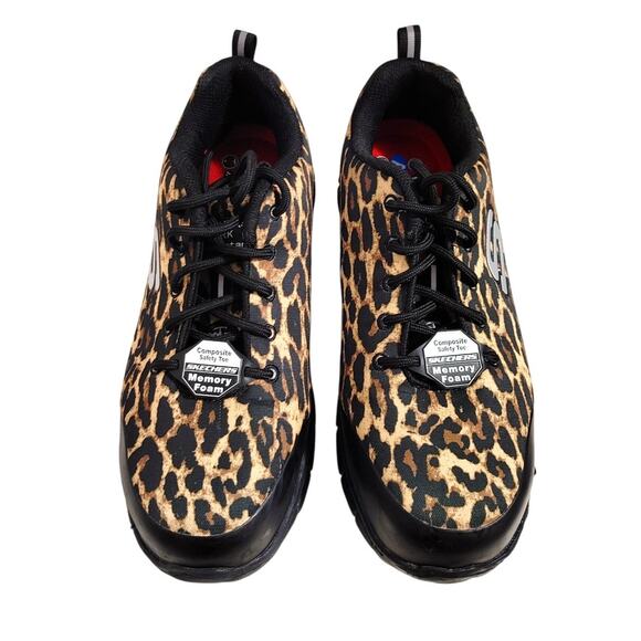 Skechers Work Sure TrackSaivy EH Comp Toe Leather Shoes Leopard Womens Size US 9 - Picture 4 of 10